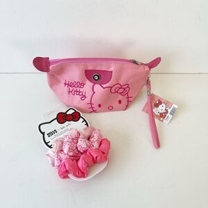 Hello Kitty Make Up Toiletry Bag and Kitsch 3 Piece Puffy Scrunchie Set NWT's